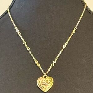 Vintage Lia Sophia Heart and Queen Bee Pendant Necklace